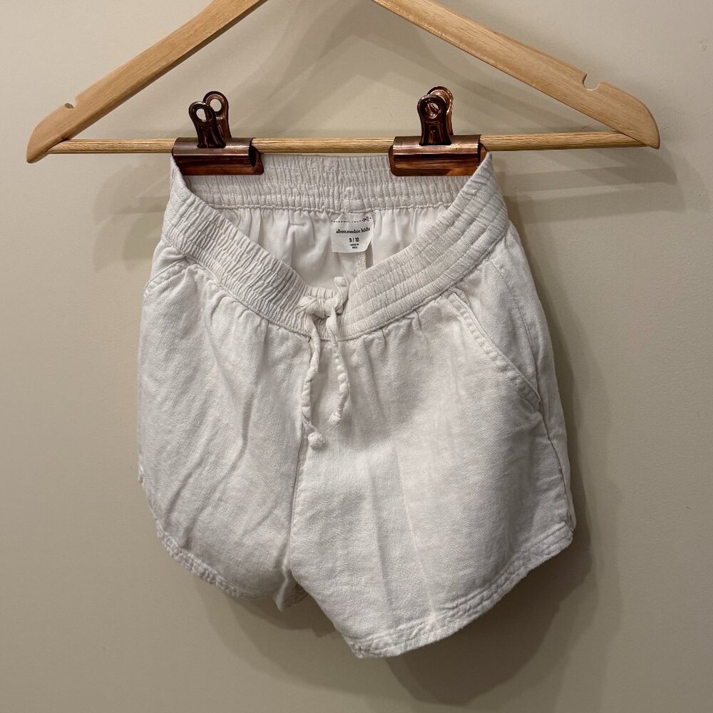 Abercrombie Kids Linen Blend Drawstring Shorts | Girls Size 9/10 White